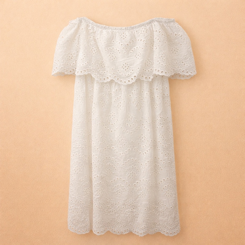 SWEET LEMON EYELET OFF THE SHOULDER DRESS